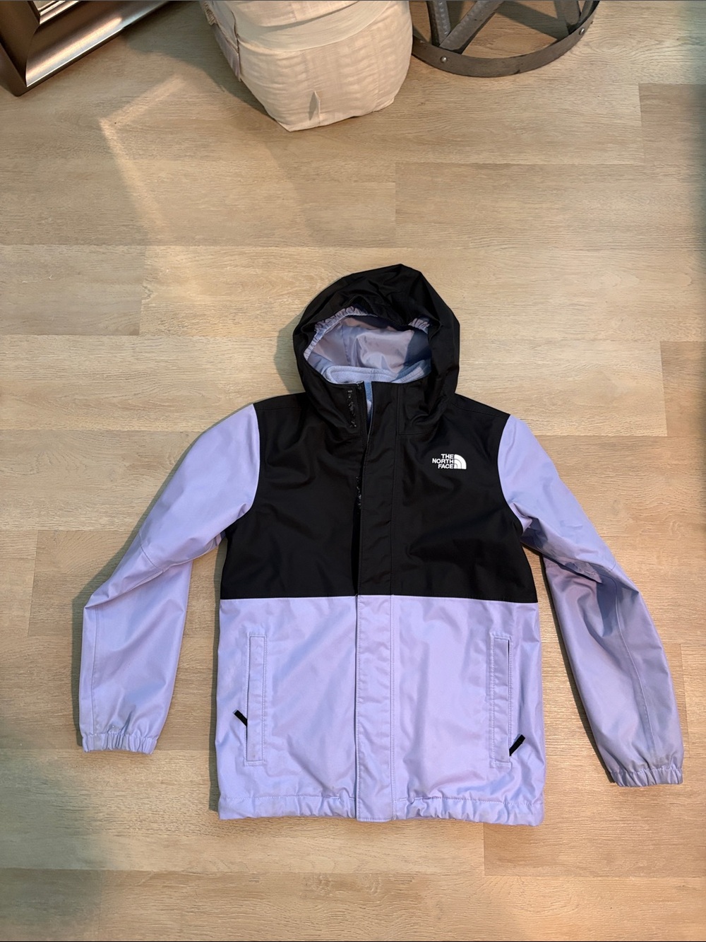 The North Face Kids’ Two-Tone Hooded Jacket with extra fleece jacket inside
